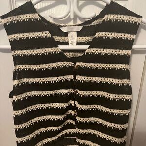 H&M Black and Cream Buttoned Tank Top